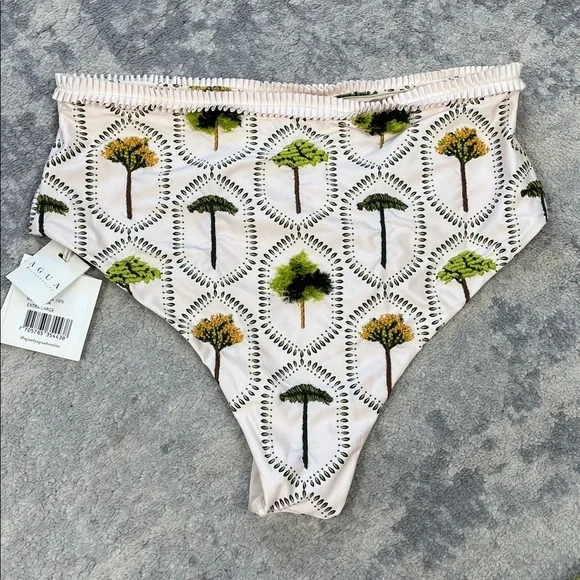NWT Agua Bendita Nopal Arboleda Hand Embroidered Bikini Bottom Swim Trees XL - Picture 8 of 15